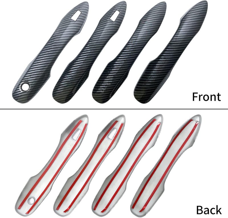 BENXUTO Door Handle Cover Trim Compatible with Toyota Camry 2018-2025 /Corolla 2019-2025 /Avalon 2019-2022 /Pruis Hatchback 2016-2024 Accessories Exterior Door Handle with 2 Smart Key Holes Carbon Fiber style - Image 4