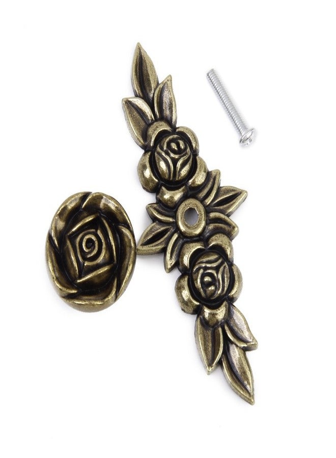 Joyindecor Euro Rose Flower Cabinet Knobs with Backplate, Vintage Kitchen Zinc Alloy Flower Drawer Pull Handles for Dresser Vanity Nightstand Cupboard Wardrobe with 2 Size Screws, 4 Pack (Bronze) - Image 2