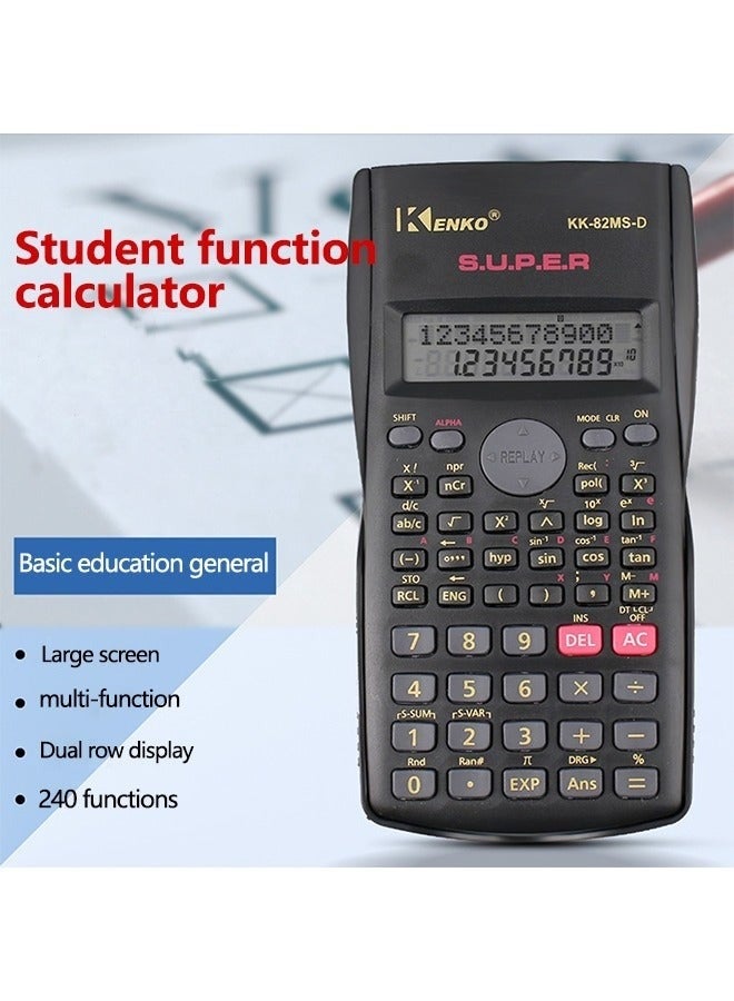 Kenko KK-82MS-B Engineering Scientific Calculator 240 Functions 2-Line 10+2 Digits Written Display - Ideal for Students and Teachers, Black - Image 3