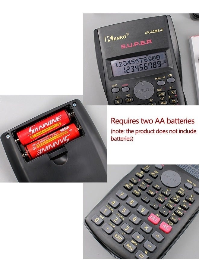 Kenko KK-82MS-B Engineering Scientific Calculator 240 Functions 2-Line 10+2 Digits Written Display - Ideal for Students and Teachers, Black - Image 5