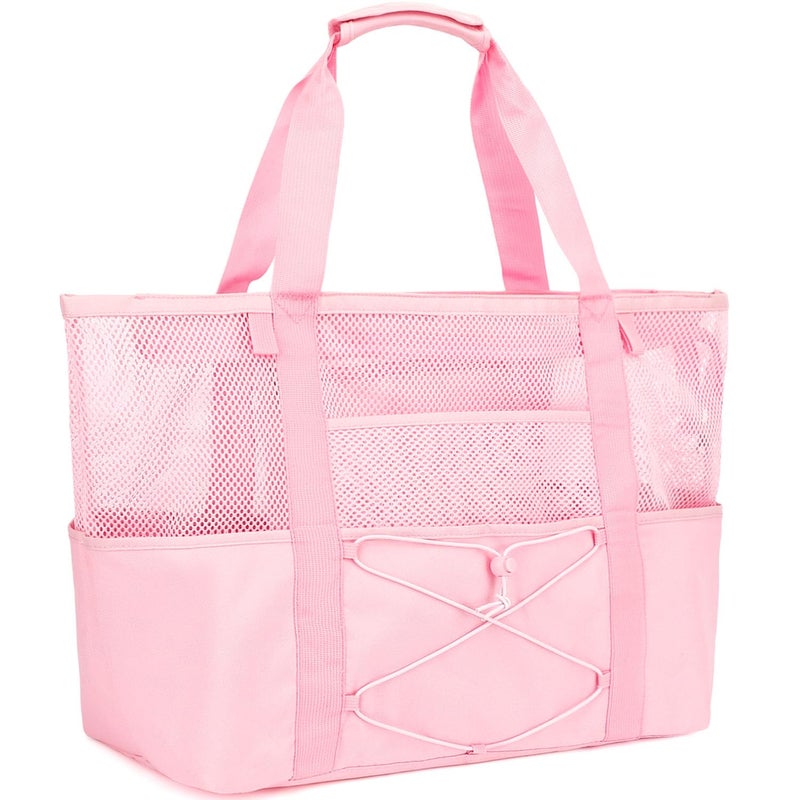 Fammart Mesh Beach Bag for Women Large Beach Toy Pool Bag with Zipper Pocket SandProof Cruise Essentials 2026 Family Travel - Image 2