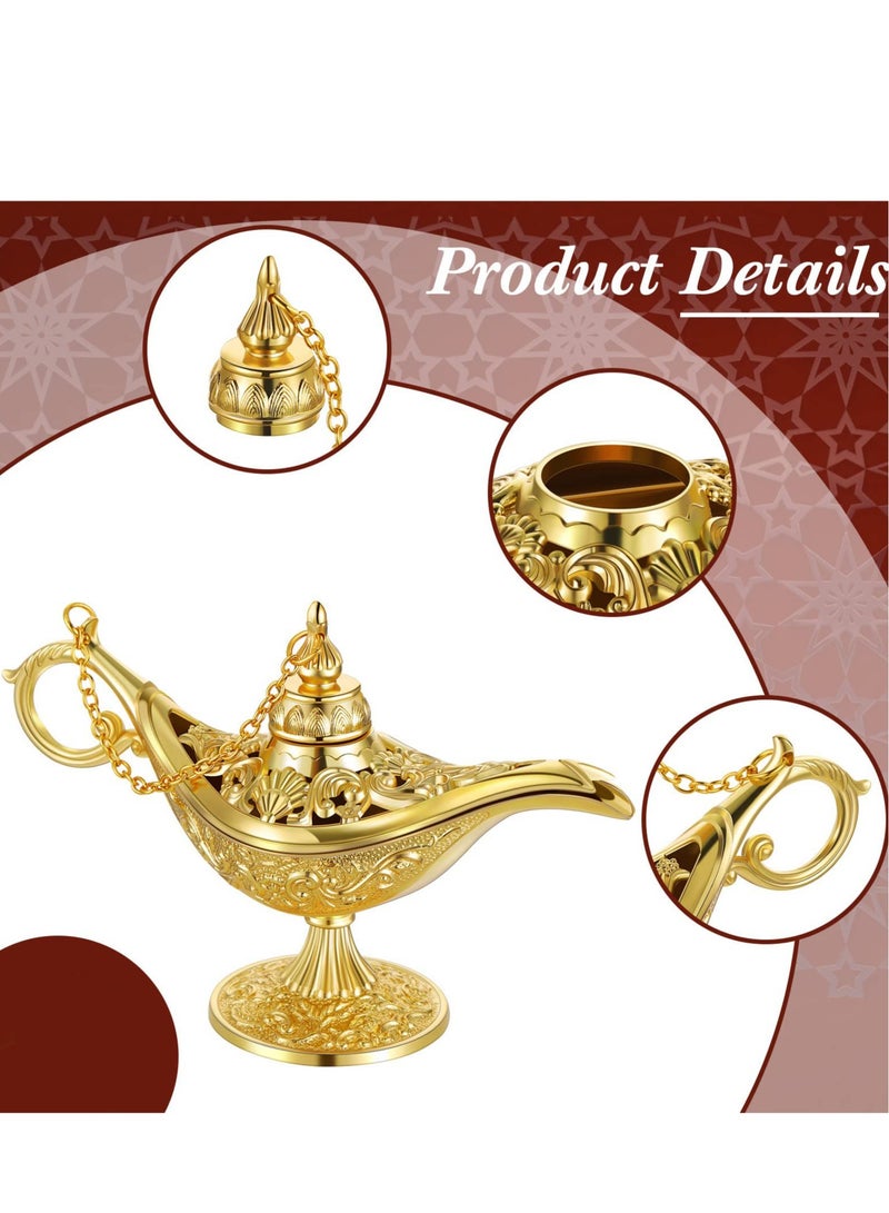 SYOSI مصابيح سحرية أسطورية عتيقة منحوتات رائعة موقد العطور ديكور لملابس عربية دمى حفلات الزفاف موقد العطور هدية رقيقة (4 قطع ذهبية) - Image 4
