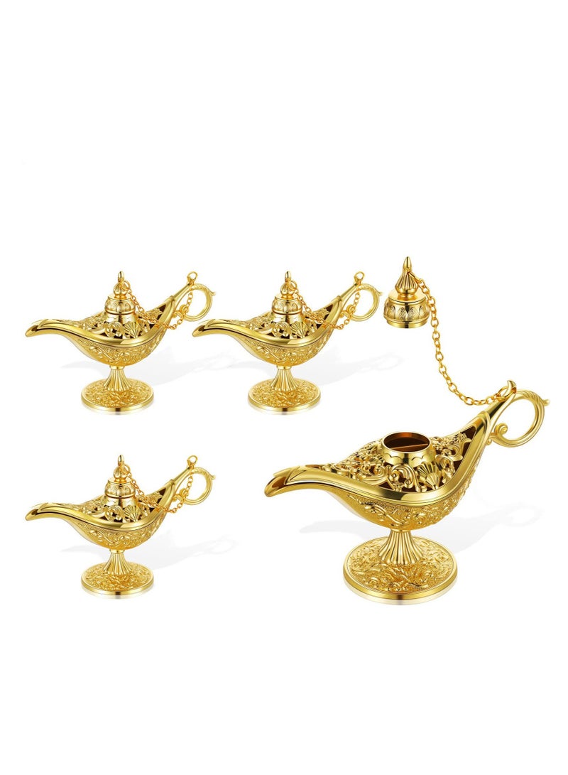 SYOSI مصابيح سحرية أسطورية عتيقة منحوتات رائعة موقد العطور ديكور لملابس عربية دمى حفلات الزفاف موقد العطور هدية رقيقة (4 قطع ذهبية) - Image 1