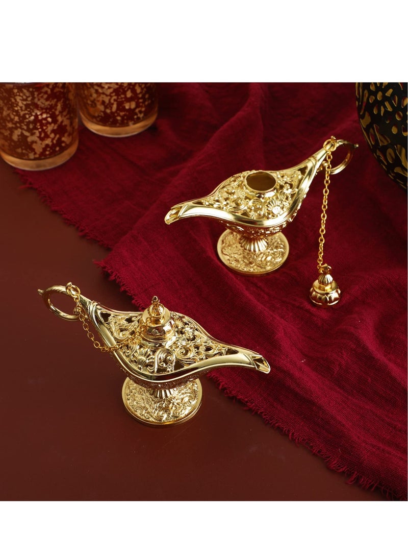 SYOSI مصابيح سحرية أسطورية عتيقة منحوتات رائعة موقد العطور ديكور لملابس عربية دمى حفلات الزفاف موقد العطور هدية رقيقة (4 قطع ذهبية) - Image 2