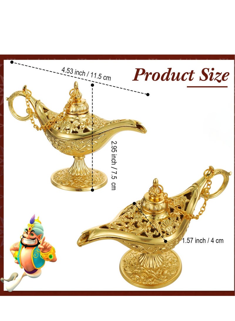 SYOSI مصابيح سحرية أسطورية عتيقة منحوتات رائعة موقد العطور ديكور لملابس عربية دمى حفلات الزفاف موقد العطور هدية رقيقة (4 قطع ذهبية) - Image 3