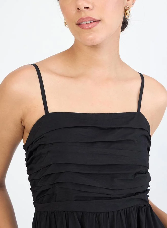 Femmella Black Off Shoulder Ruched Detail Maxi Dress
