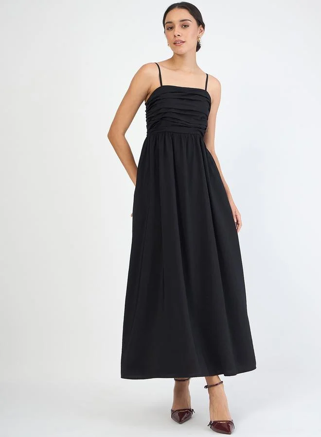 Femmella Black Off Shoulder Ruched Detail Maxi Dress