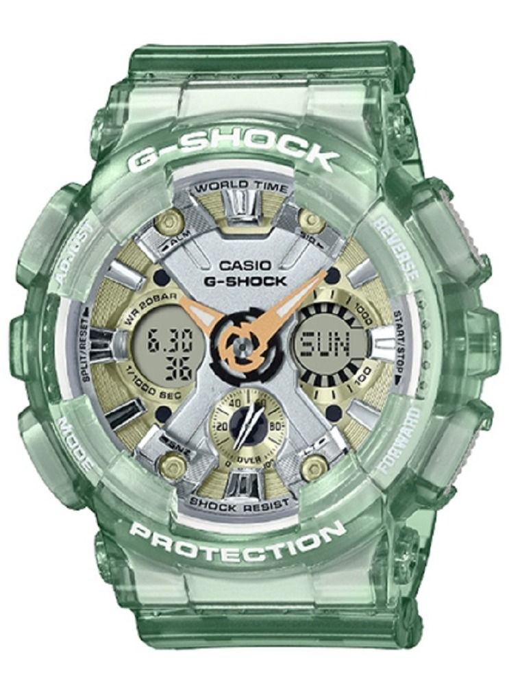 Casio Women Watch G-Shock Analog Digital Gold Dial Resin Band GMA-S120GS-3ADR. - Image 1
