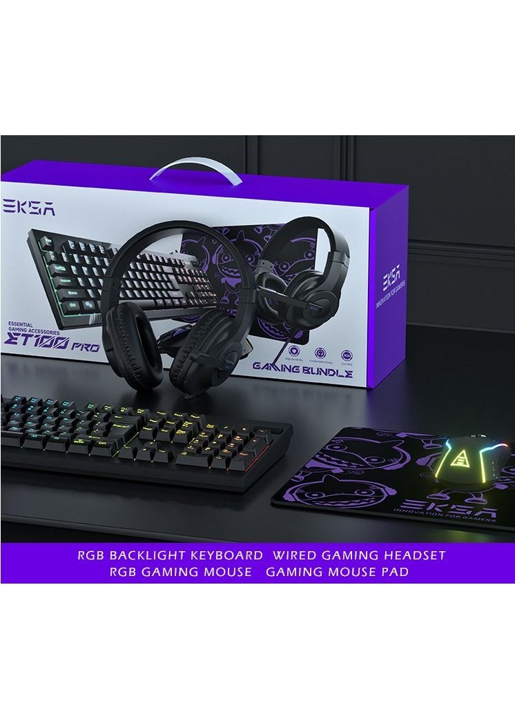EKSA - 4-In-1 Professional Gaming Equipment Set, RGB Keyboard, Mouse, Mouse Pad and Headset Set - Image 1