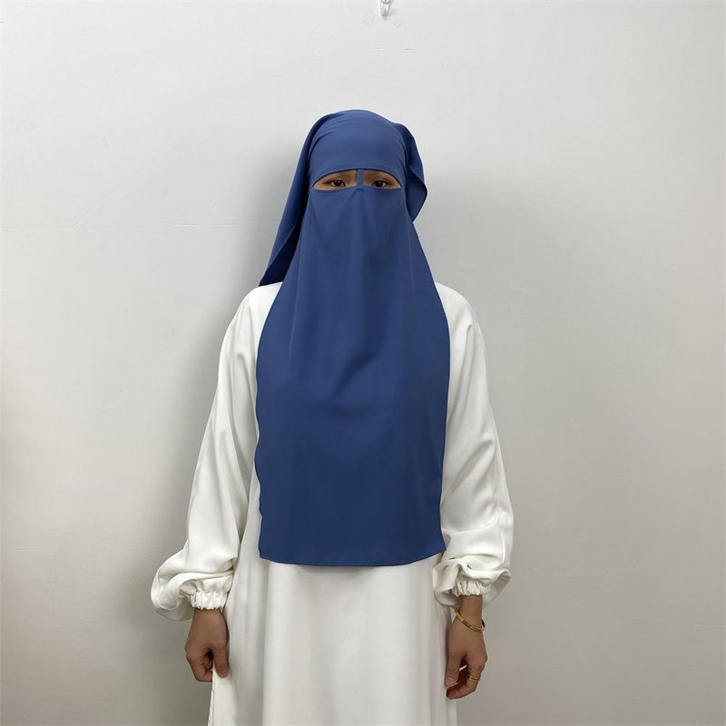 حجاب أنيق من قماش نيدا بطبقة واحدة مع طرحة - Image 1