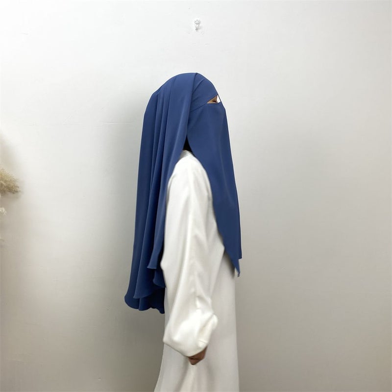 حجاب أنيق من قماش نيدا بطبقة واحدة مع طرحة - Image 3
