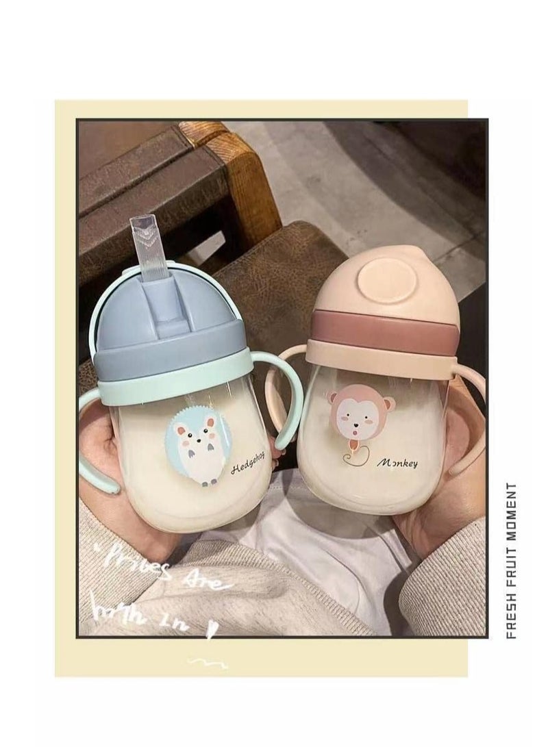 أوريتي كوب سيبي للأطفال أكثر من 6 أشهر كوب سيبي مقاوم للانسكاب، قش للأطفال زجاجة ماء مع كوب صنبور سيليكون ناعم للأطفال الصغار، خالية من bpa، 300 مل، زجاجة شرب بلاستيكية تسرب مع مقبض - Image 4