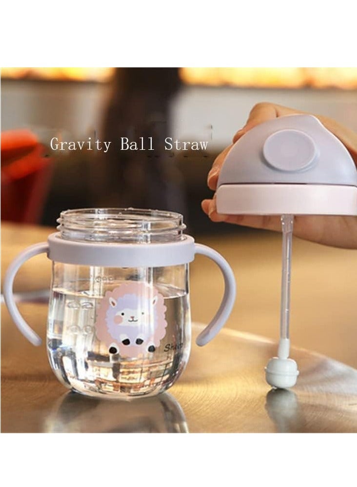 أوريتي كوب سيبي للأطفال أكثر من 6 أشهر كوب سيبي مقاوم للانسكاب، قش للأطفال زجاجة ماء مع كوب صنبور سيليكون ناعم للأطفال الصغار، خالية من bpa، 300 مل، زجاجة شرب بلاستيكية تسرب مع مقبض - Image 5