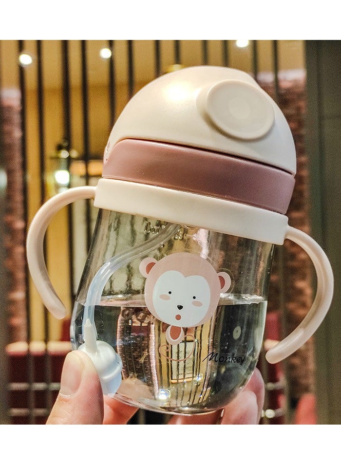 أوريتي كوب سيبي للأطفال أكثر من 6 أشهر كوب سيبي مقاوم للانسكاب، قش للأطفال زجاجة ماء مع كوب صنبور سيليكون ناعم للأطفال الصغار، خالية من bpa، 300 مل، زجاجة شرب بلاستيكية تسرب مع مقبض - Image 1