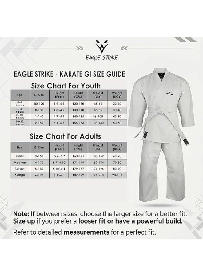 EAGLE STRIKE بدلة كاراتيه "إيجل سترايك" قطنية ممتازة – زي كاراتيه أبيض احترافي للتدريب والمنافسات - Image 2