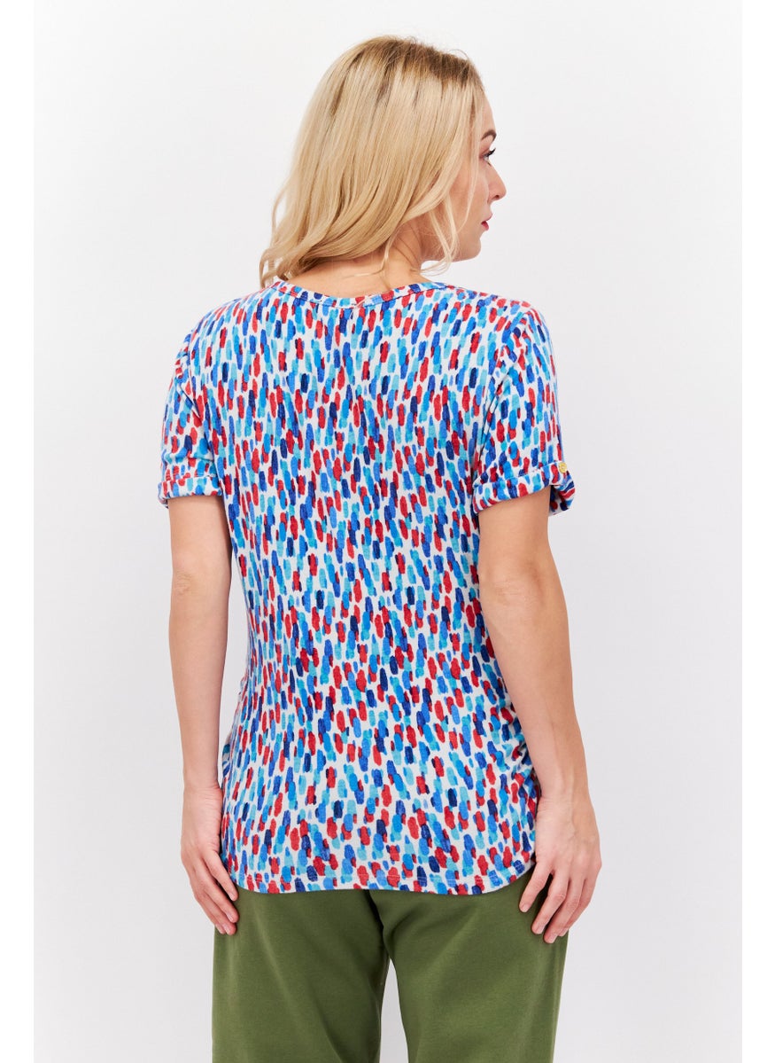 Women Square Neck Short Sleeve Allover Print Top, Red - pzsku/Z431CED050A313E87161BZ/45/_/1737642018/617336cc-2ebf-4f43-a175-2038dba9542d