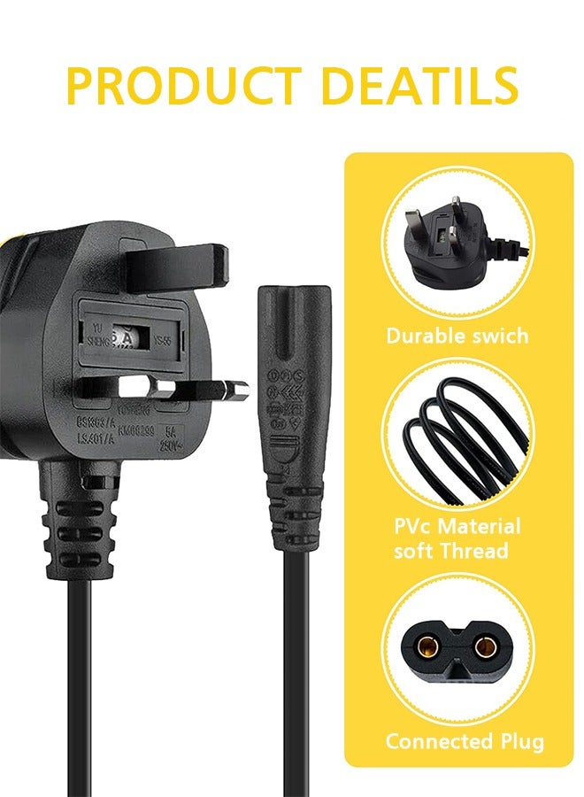 2 Prong AC Power Cord Cable for Samsung TCL Sony TV Compatible HP Printer PS3 PS4 PS5 5FT AC Wall Plug - Image 2