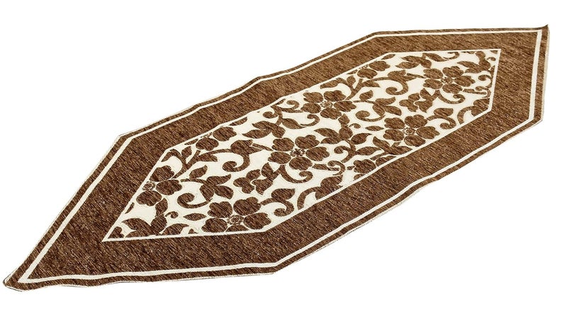 Kuber Industries Kuber Industries Velvet Striped Rustic Table Runners with Tassels for Family Dinner, Farmhouse, Wedding Party Holiday Decorations, Coffee (Brown), Standard, 14 x 42 inch - Image 2