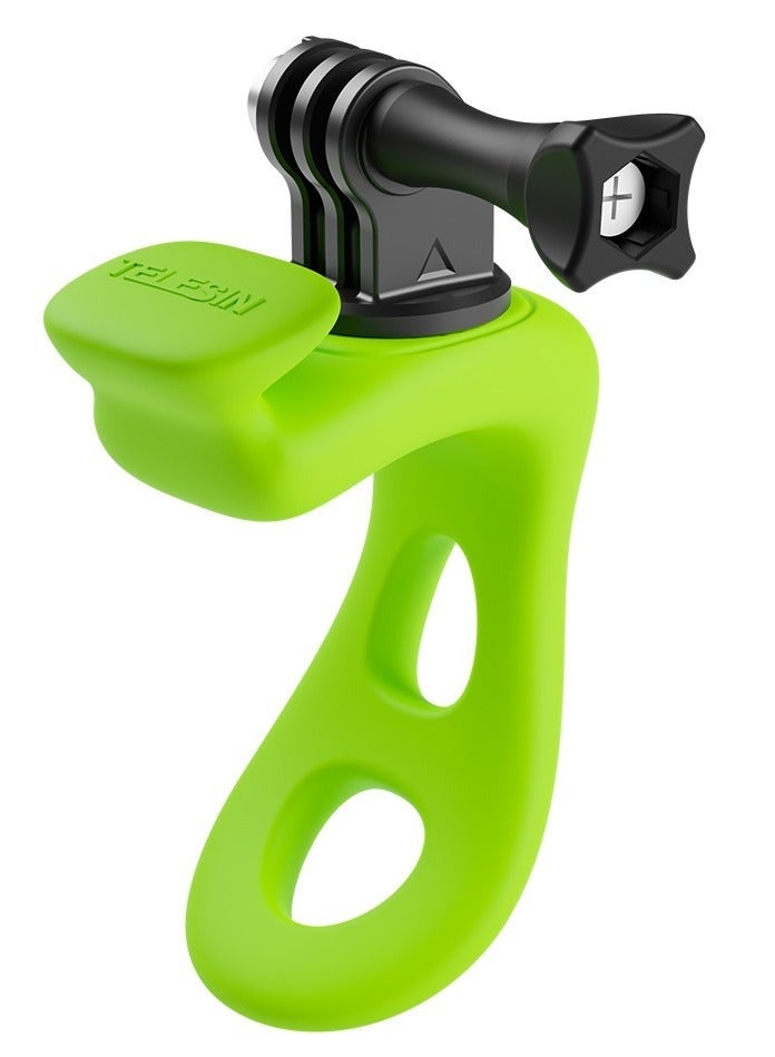 TELESIN Elastic Small Q Handlebar Mount, Compatible with GoPro, DJI, Insta360, and Other Action Cameras (Green)  - Image 1