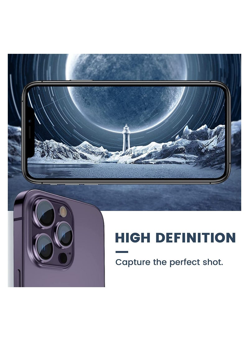 TWEGGON 3pc iPhone 14 Pro Camera Glass Purple Protective Camera Lens Glass for iPhone 14 Pro Purple  - Image 2