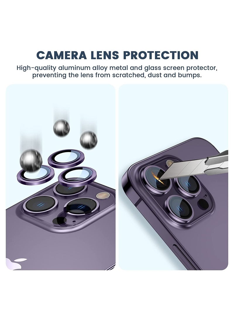 TWEGGON 3pc iPhone 14 Pro Camera Glass Purple Protective Camera Lens Glass for iPhone 14 Pro Purple  - Image 3