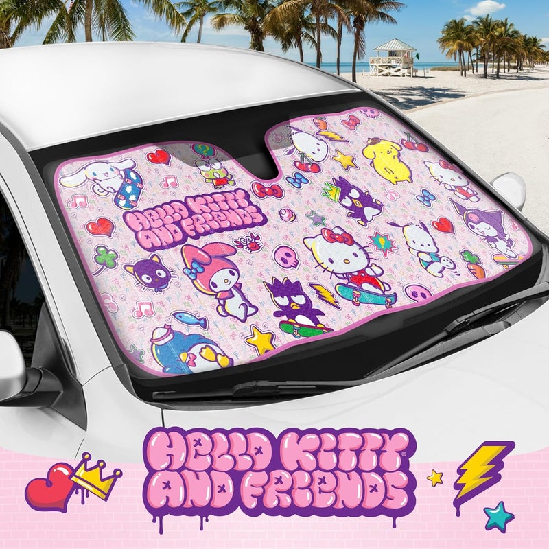 Carbella Hello Kitty and Friends Car Windshield Sun Shade - Cute Accordion Style Sunshade for Car Window - Image 2