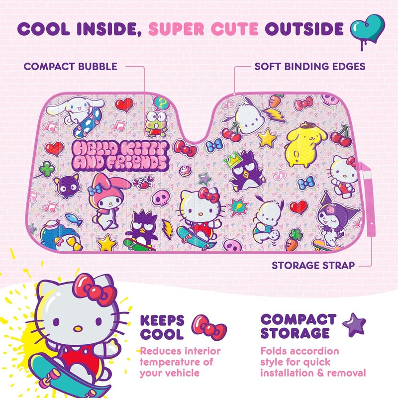 Carbella Hello Kitty and Friends Car Windshield Sun Shade - Cute Accordion Style Sunshade for Car Window - Image 3