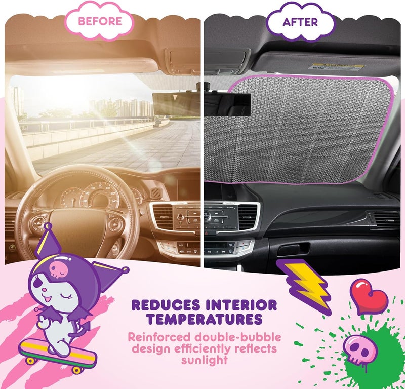 Carbella Hello Kitty and Friends Car Windshield Sun Shade - Cute Accordion Style Sunshade for Car Window - Image 4