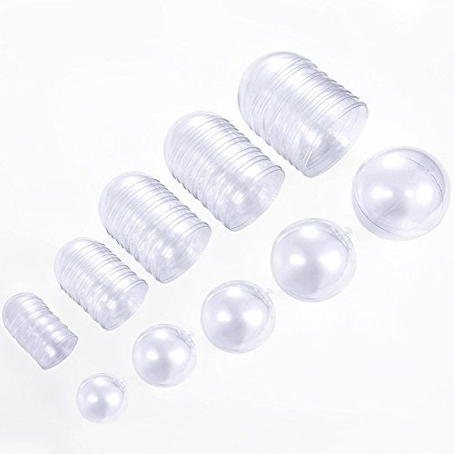 AOMGD 25 Set 50 Pieces Christmas Clear Plastic Fillable Ornaments, DIY Bath Bomb Mold,Acrylic Clear Plastic Ornaments Balls Fillable Wedding Party Decor with 5 Size 30mm 40mm 50mm 60mm 70mm - Image 1