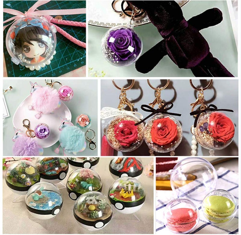 AOMGD 25 Set 50 Pieces Christmas Clear Plastic Fillable Ornaments, DIY Bath Bomb Mold,Acrylic Clear Plastic Ornaments Balls Fillable Wedding Party Decor with 5 Size 30mm 40mm 50mm 60mm 70mm - Image 3