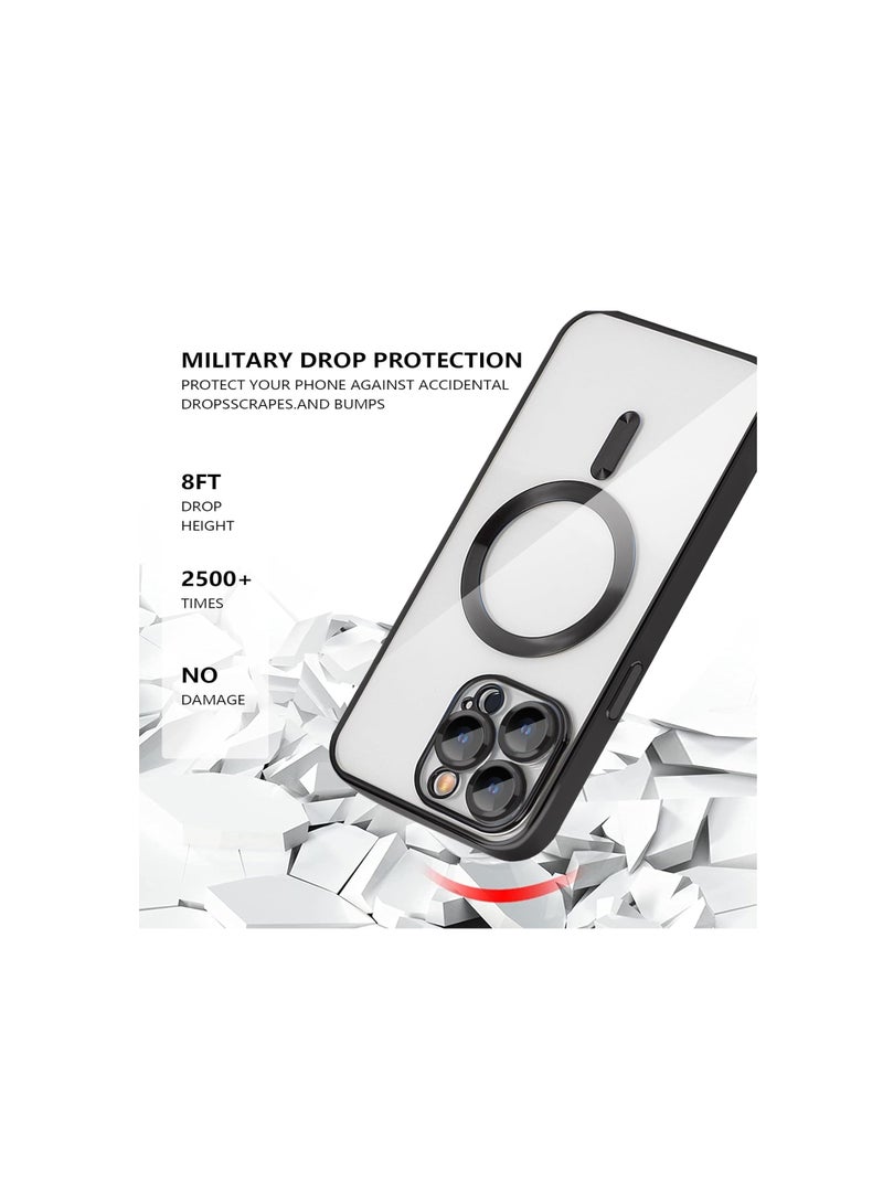 Magsafe for iPhone 15 Pro Max Magnetic Case, Compatible with MagSafe, Built-in Camera Lens Protector, Luxury Plating Soft TPU Clear Shockproof Slim Thin Fit Cover iPhone 15 Pro Max 6.7'' - Black  - Image 5