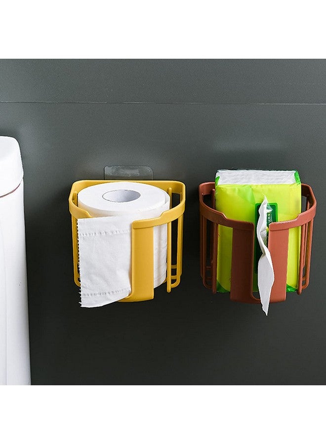 wolpin Toilet Paper Holder Bathroom/Kitchen Self Adhesive Sticker Tissue Roll Wall Mounted (Set of 3 Pcs) - Image 2