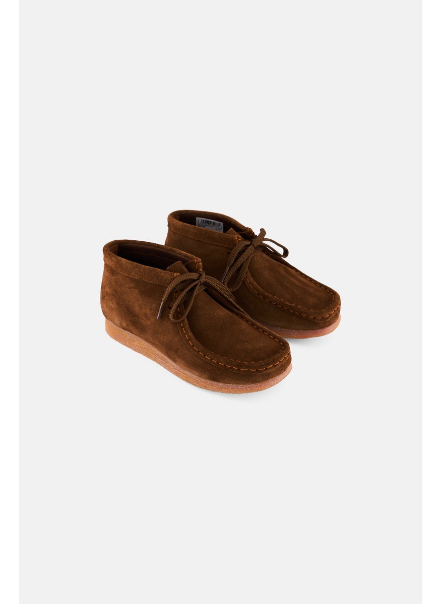 clarks Kids Boy Wide Fit Wallabee Lace Up Casual Boots, Brown  - Image 1