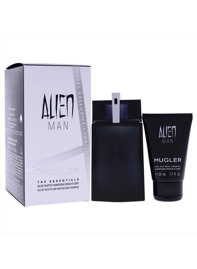 Alien Man Men 2 Pc Gift Set 3.4 oz EDT Spray, 1.7oz Hair and Body Shampoo