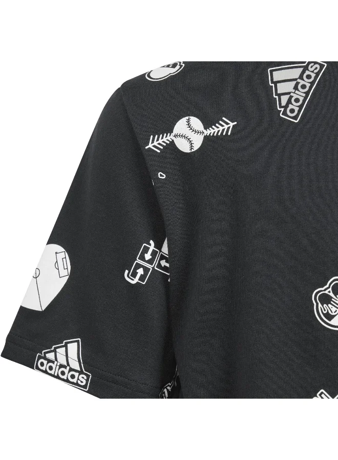 Adidas Jg Bluv Cr T Black Training T-Shirts 7-8Y