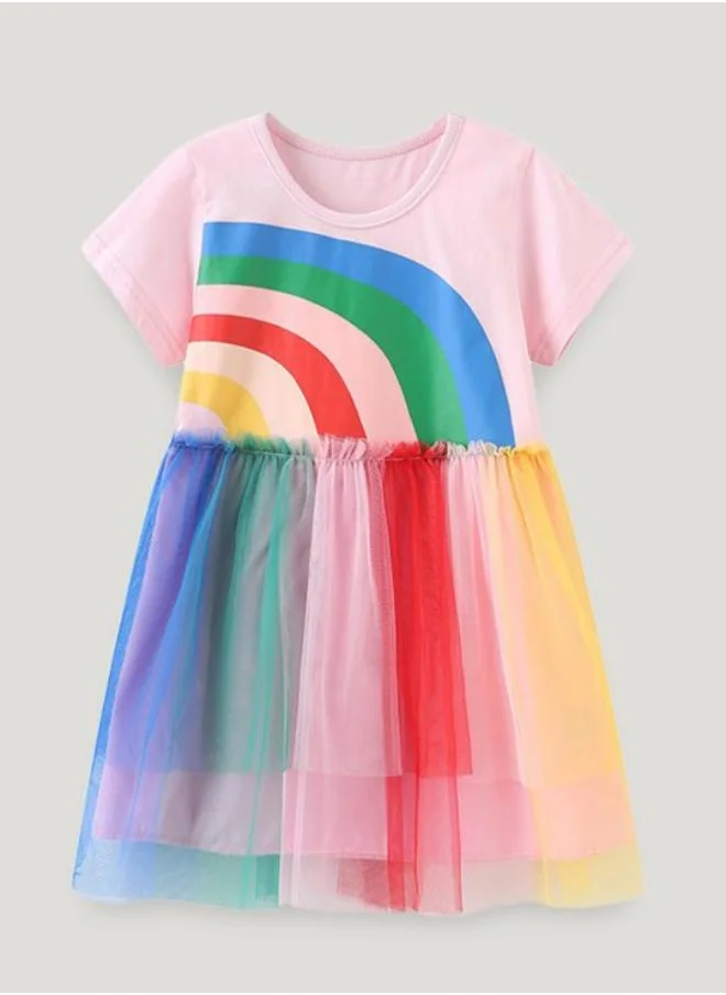 YUNIQEE Multicolour Fit & Flare Crew Neck Printed Dress
