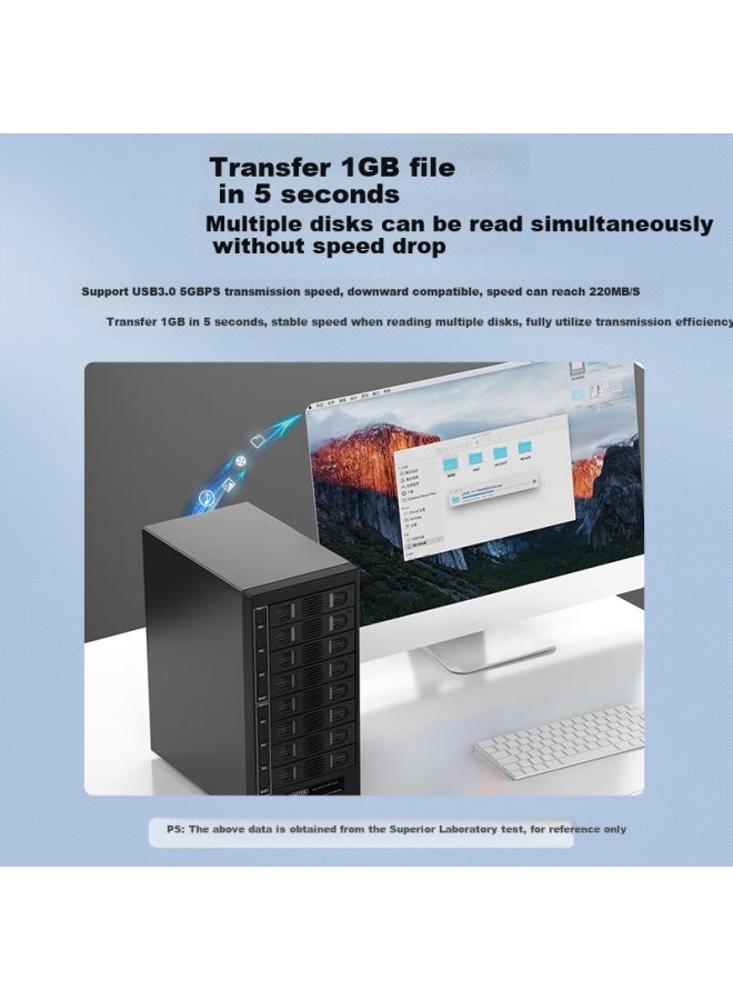 Superior Youyuezhe Hard Drive Enclosure, Raid Eight-bay, 2.5/3.5 Inch, Usb3.0 To Sata, External Mechanical Ssd And Solid State Drive Array Storage Rack, Y-3373bbk - Image 2
