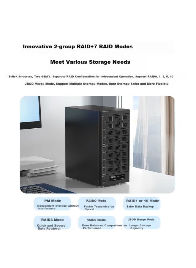 Superior Youyuezhe Hard Drive Enclosure, Raid Eight-bay, 2.5/3.5 Inch, Usb3.0 To Sata, External Mechanical Ssd And Solid State Drive Array Storage Rack, Y-3373bbk - Image 1