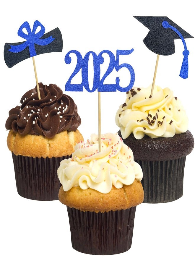 Golf Graduation Cupcake Toppers 2025,48 PCS Graduation Decoration,Class of 2025 Food Appetizer Picks,Graduation Party Supplies/Food Appetizer Picks Mini Cake Decor (Blue) - Image 1