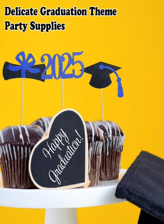 Golf Graduation Cupcake Toppers 2025,48 PCS Graduation Decoration,Class of 2025 Food Appetizer Picks,Graduation Party Supplies/Food Appetizer Picks Mini Cake Decor (Blue) - Image 2
