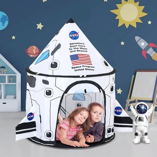 Lucky castle Rocket Ship Play Tent Kids Play Tents Cute Space Tent Indoor Outdoor Spaceship with Wing - Image 5