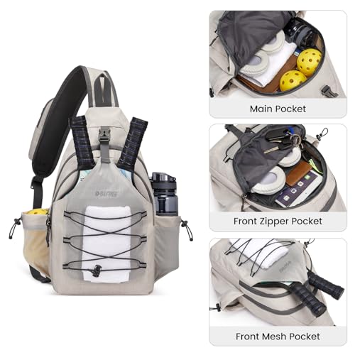 G4Free Pickleball Bag, Crossbody Sling Bag for Men Women, Pickleball Paddle Backpack Gifts for Sports,Ivory,Standard - Image 4