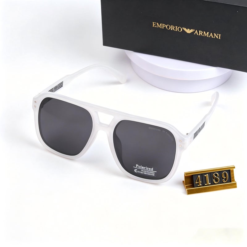 Armani Matte White Square Polarized Sunglasses UV400 Retro Casual Glasses for Daily Driving Outdoor Vacation Wear - Image 2