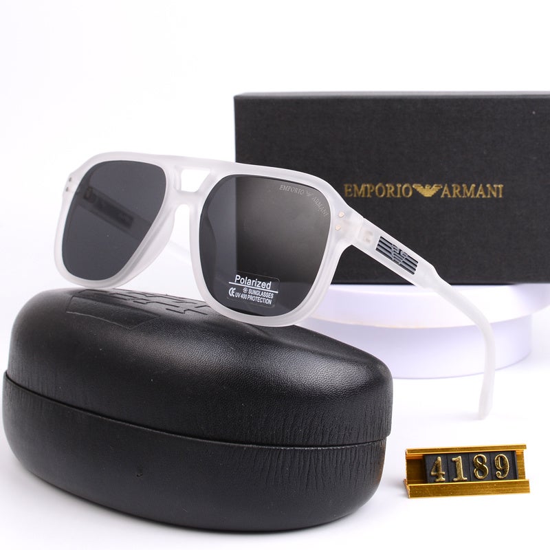 Armani Matte White Square Polarized Sunglasses UV400 Retro Casual Glasses for Daily Driving Outdoor Vacation Wear - Image 1