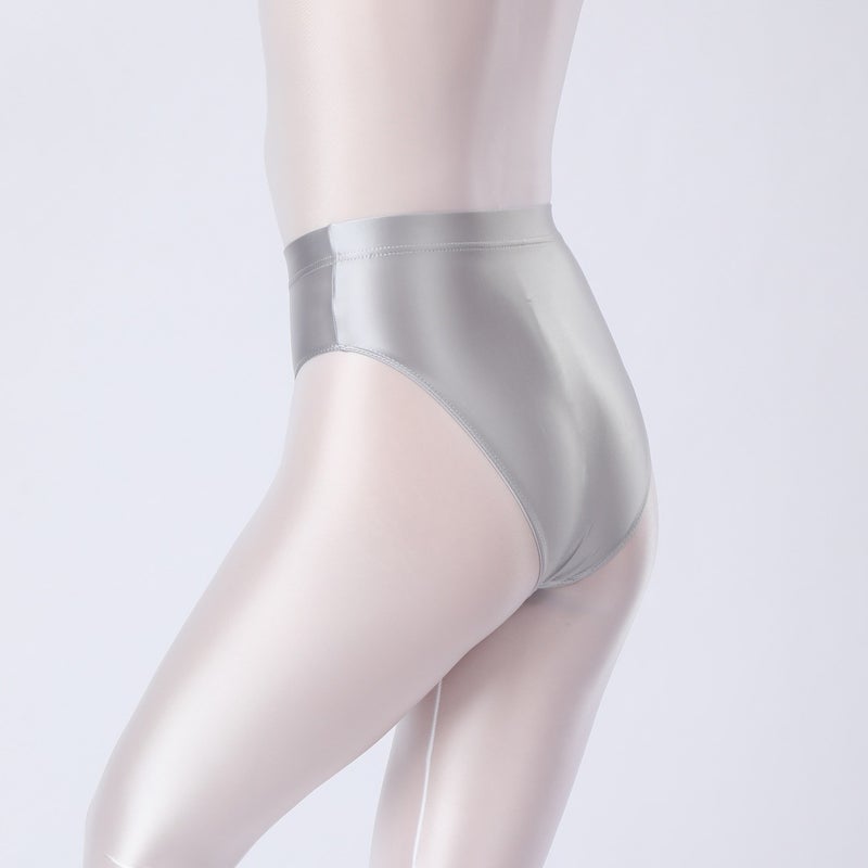 Shiny Glossy Silky Triangle Panties With High Cut For Outerwear, Hip-Hugging High-Waisted Plus-Size Tight-Fitting Underwear 7254 - Image 1