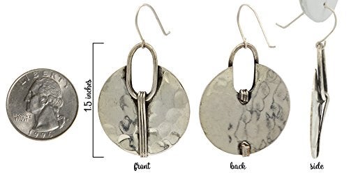 SPUNKYsoul Boho Earrings for Women Gold Silver Copper Dangle Oval or Round Ethnic Trendy Western Hammered Handmade Jewelry (Silver Round) - Image 3