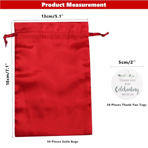 GUIFIER 30 PCS 5 x 7 Satin Gift Bags with Drawstring and Tags Silk Jewelry Bags Party Favor Bags Fabric Gift Wrap Bags for Baby Shower Bridal Shower Christmas Birthday WeddingWine Red - Image 5