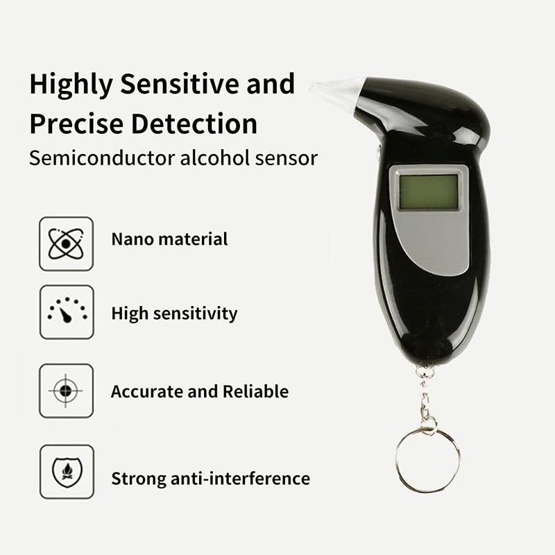 klarako Breathalyzer, Portable Alcohol Tester LCD Display Alcohol Detector Breathalyzer with 50 Mouthpieces Alcohol Analyzer for Test Alcohol Breath Alcohol Tester for Personal & Professional Use - Image 2
