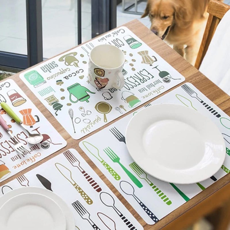 THEA PVC PlaceMat - Non-Slip, Heat Resistant and Washable Hot Insulation Pad - Modern Waterproof Placemats for Decorations, Dining Table, Kitchen, Restaurant, Hotel (Multi Spoon, 8) - Image 3