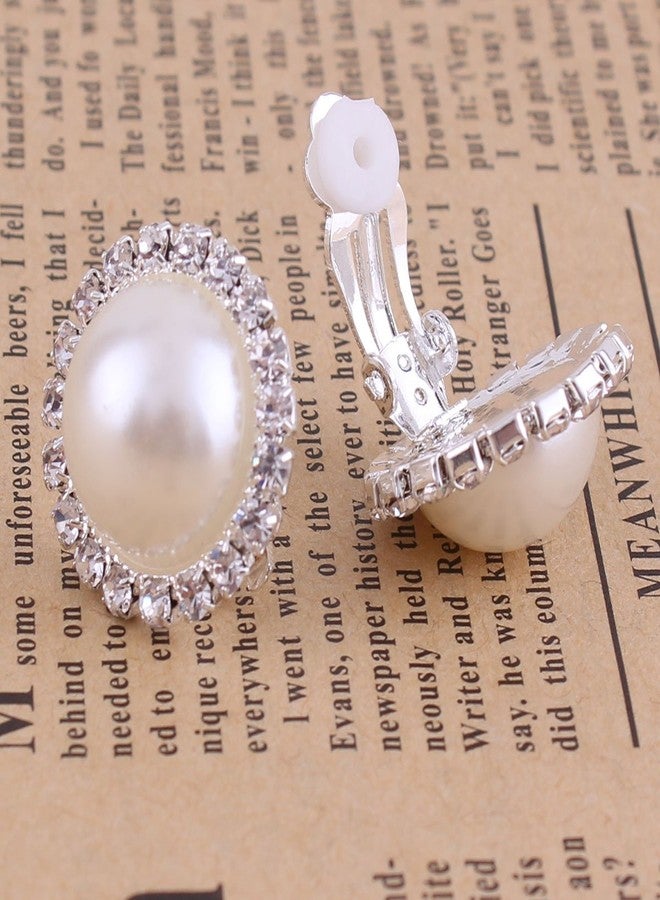 جريس جون أقراط دائرية بمشبك من أحجار الراين واللؤلؤ الصناعي، بدون ثقب، مجوهرات فاخرة للنساء (60 بيج) - Image 5